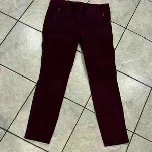Loft Burgundy Front Zip Pockets Pants Size 6